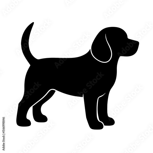 Design a black silhouette of a Beaglier white background clean vector shape