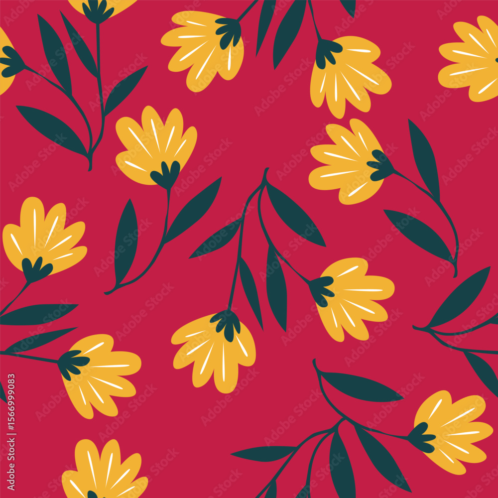 Obraz premium multicolor exotic hand drawn floral seamless pattern