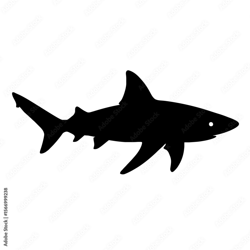 Obraz premium Design a black silhouette of a Blacknose Shark white background clean vector shape