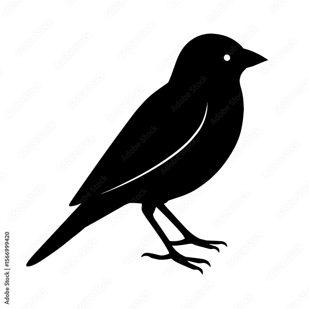 Fototapeta premium Design a black silhouette of a Bobolink white background clean vector shape