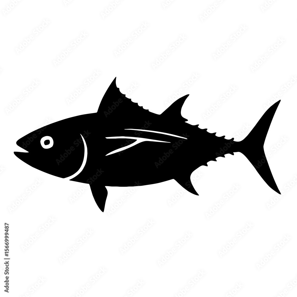 Design a black silhouette of a Bonito Fish white background clean vector shape Design a black silhouette of a Bonito Fish white background clean vector shape