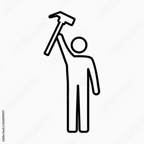 Stick Figure Raising a Paint Brush for Creative Projects, DIY Blogs, Art Education, Home Improvement Websites, and Online Craft Content  