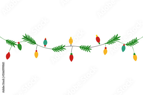 Seamless decorative christmas border with coniferous trees