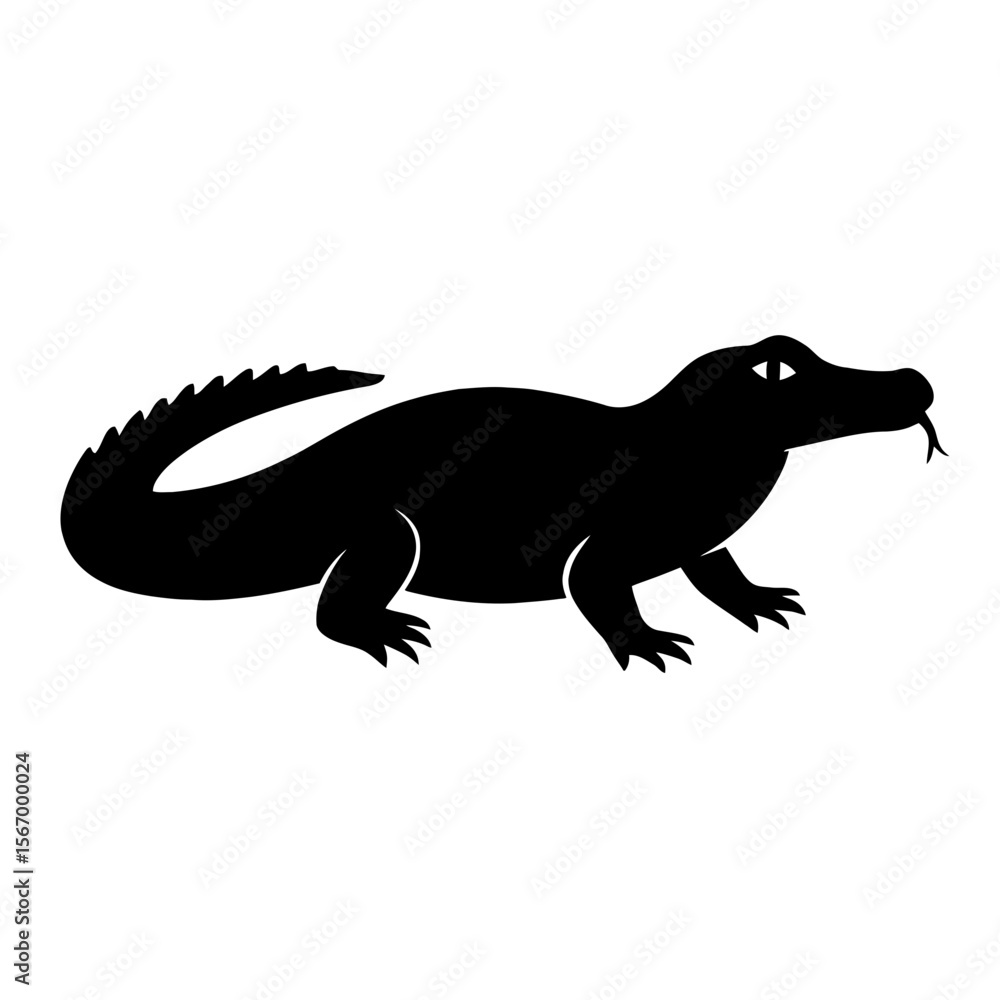 Fototapeta premium Design a black silhouette of a Caiman white background clean vector shape