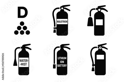 Fire extinguisher types: class d, halotron, water mist, lithium ion battery