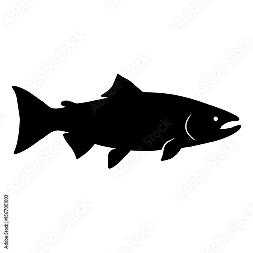 Design a black silhouette of a Chinook Salmon white background clean vector shape