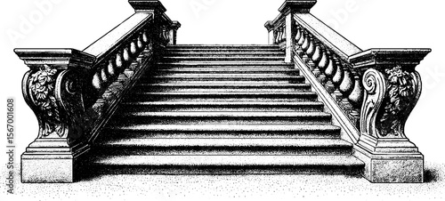 Grand marble staircase with carved balustrade for elegant architectural design