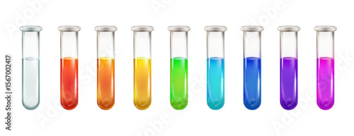 Lab blood test tube, volume 3d potion bottle. Liquid glass flask, magic bulb rpg game. Chemical laboratory beaker, medieval elixir pot. Medical vial isolated vector. Apothecary experiment equipment