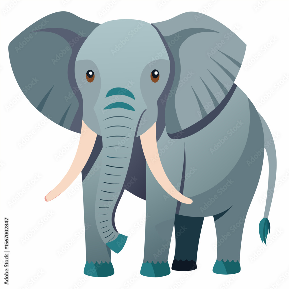 Fototapeta premium Cute simple elephant cartoon isolated