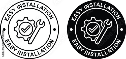 Easy Installation Label – Vector Badge Icon Sign