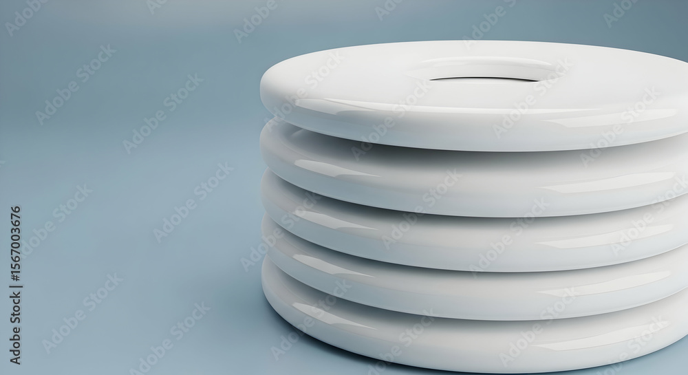 Obraz premium Stack of white circular objects