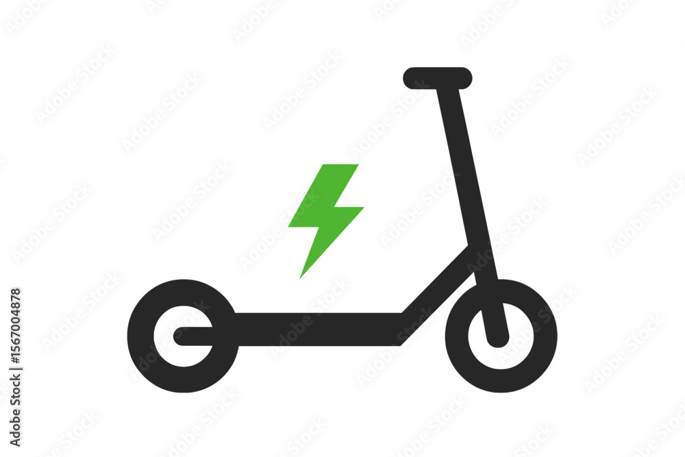 Vector Illustration of Electric Scooter with Green Energy Symbol Vector Illustration of Electric Scooter with Green Energy Symbol