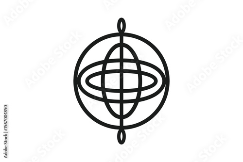 Minimal Gyroscope Icon Representing Rotational Motion