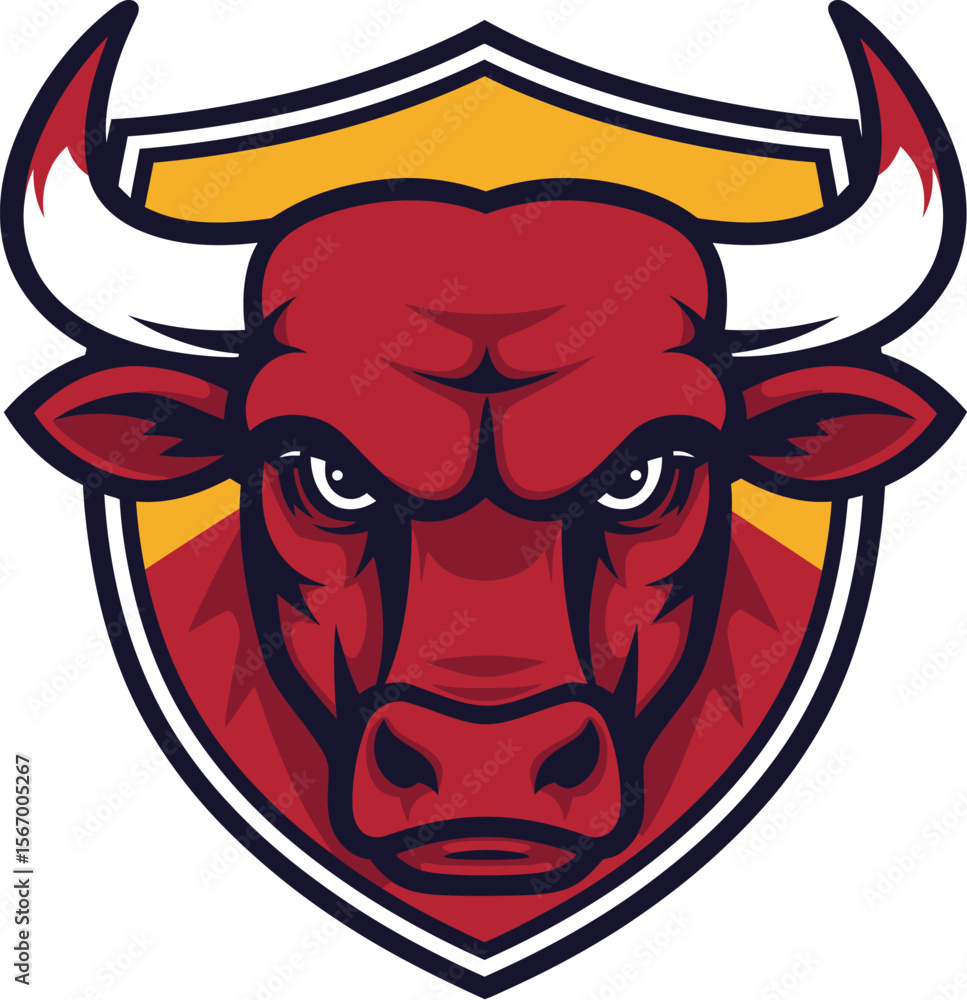 Fierce red bull mascot logo for spain themed souvenir brand vector illustration Fierce red bull mascot logo for spain themed souvenir brand vector illustration