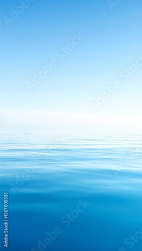 Calm blue sea merging into clear sky on the horizon