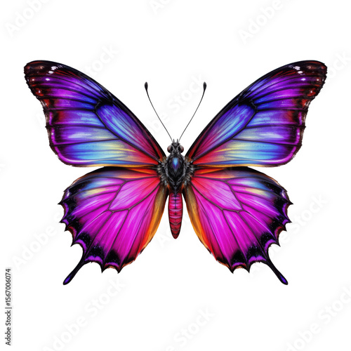 Wallpaper Mural Vibrant Colorful Butterfly with Intricate Patterns and Shades of Blue, Pink, and Purple Torontodigital.ca