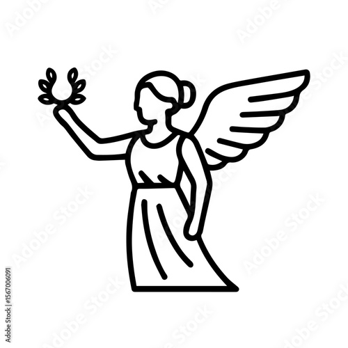 line icon mythical creature Nika vector on white background
Vector line icon on white background