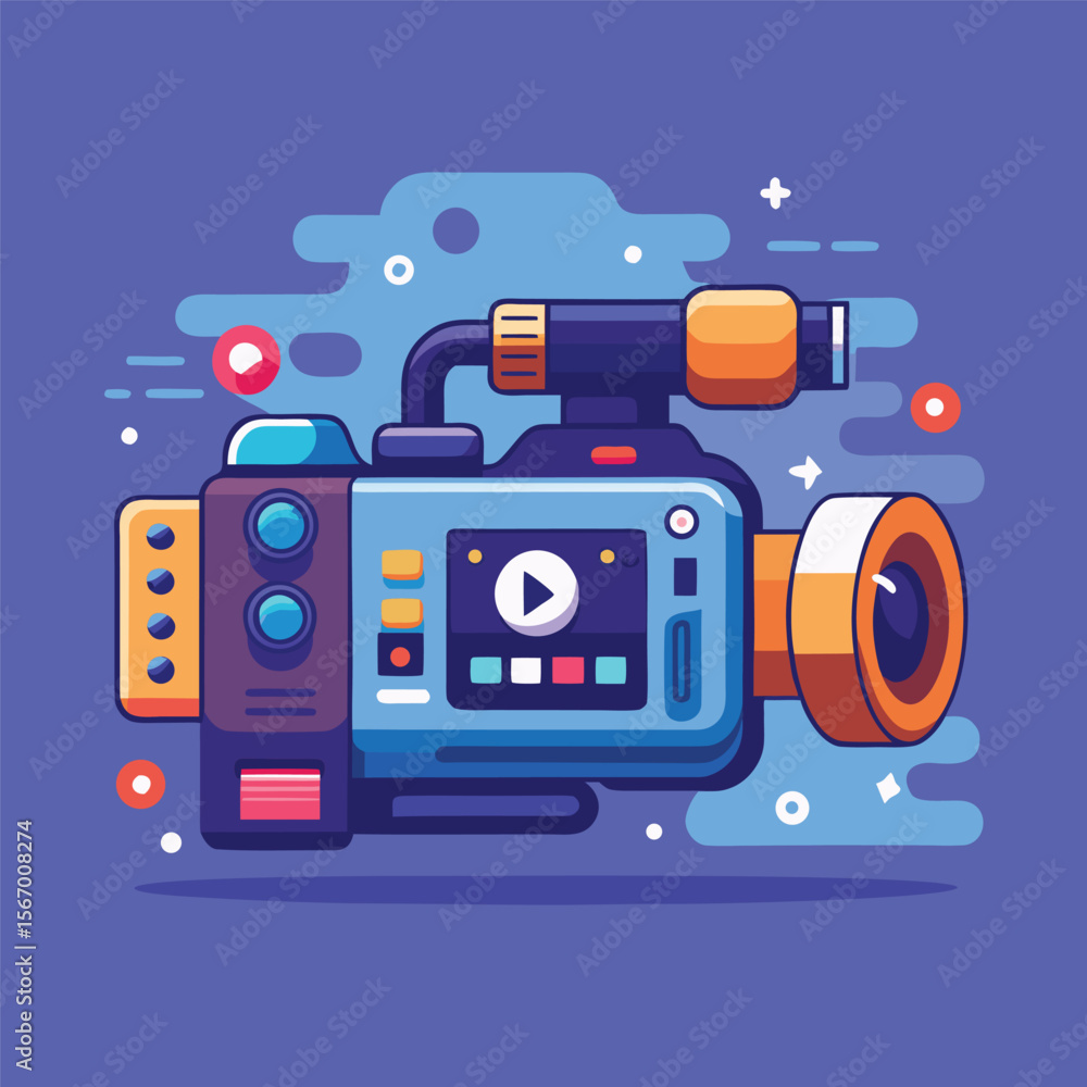 Obraz premium Creative Cartoon Video Recording Camera Illustration