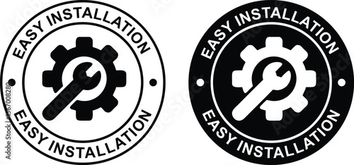 Easy Installation Label – Vector Badge Icon Sign
