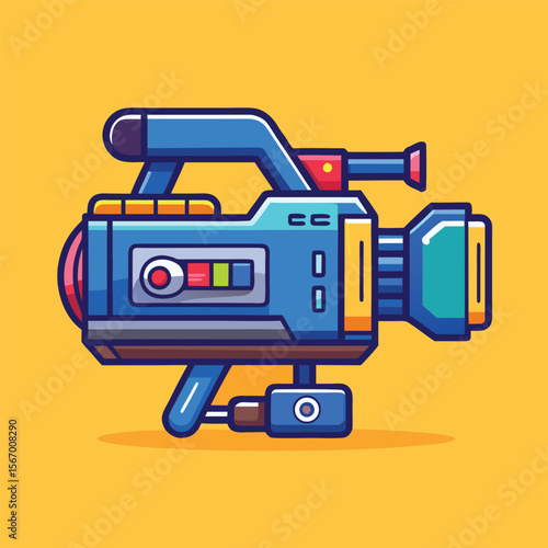 Colorful Cartoon Style Video Camera Vector Illustration