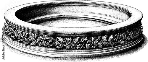 Vintage amphitheatre collapsed wall and carved seat sketch for historical design