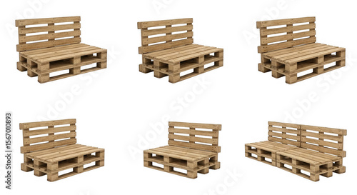 Stylish Wooden Pallet Furniture Set for Outdoor and Indoor Use, isolated on a transparent background