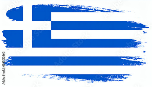 Greece flag in brush stroke effect on white background national flag of Greece for patriotic and artistic design concepts