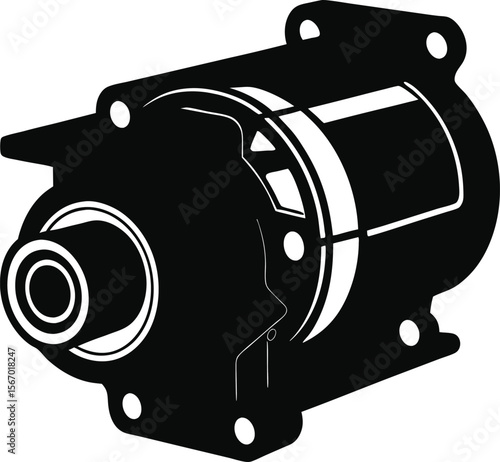 Starter motor silhouette vector 