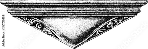 Vintage engraved triangle frame with ornate offset line for retro design