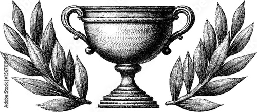 Elegant trophy and laurel leaf design for awards and recognition