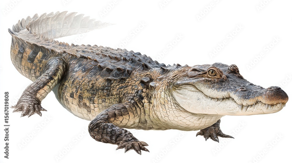 Naklejka premium illustration of a crocodile on a white background, no logos, no brands