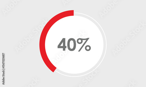 40 percent circle round pie chart. 40% business graph chart. vector graph char. business pie chart