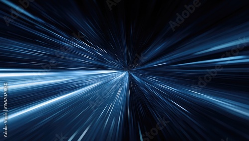Abstract, radial blur effect, dark blue and light blue streaks, central vanishing point