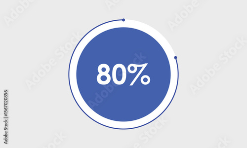 vector pie chart. 80% pie chart. 80 percent  graph chart. pie chart illustration. business graph