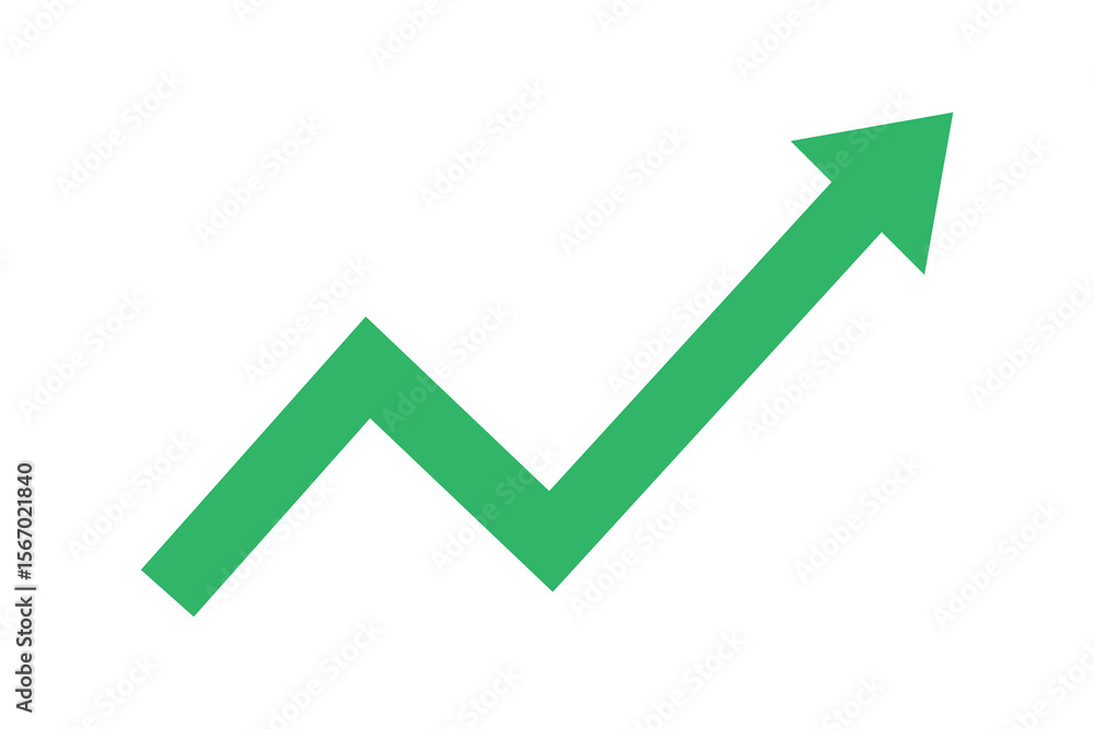Growing business red arrow on white, Profit red arrow, Vector illustration.Business concept, growing chart. Concept of sales symbol icon with arrow moving up. Economic Arrow With Growing Trend.