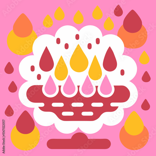 Splashing water drops and puddles icon