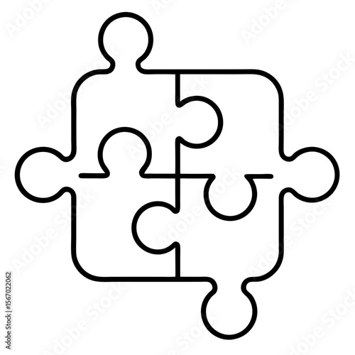 Four-piece puzzle icon for collaboration concept