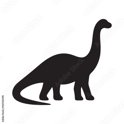 Silhouette of Sauropod Dinosaur – Vector Illustration of Prehistoric Animal

