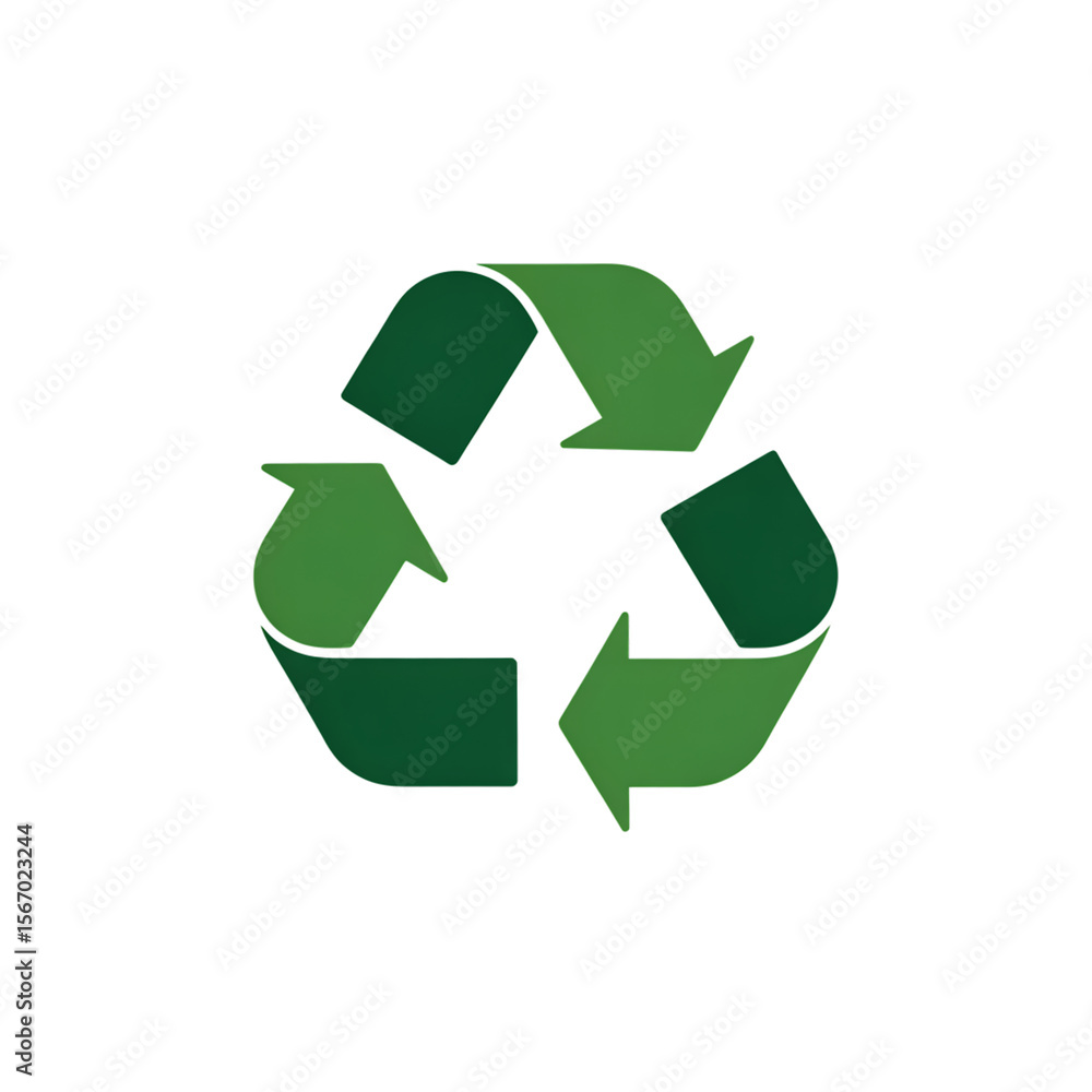 Fototapeta premium Green recycling symbol against a black background suggests ecological awareness and environmental responsibility in a sleek, modern design.