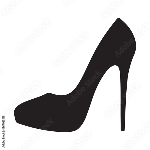 Black High Heel Shoe Silhouette Icon – Fashion Clipart for Designers	
