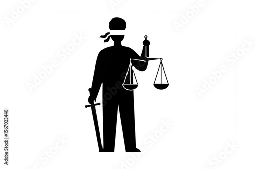 Lady Justice symbolic drawing represents law and justice themes, suitable for legal branding and firm graphics with its recognizable figure.