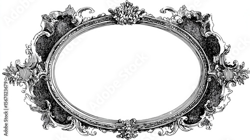 Doodle frame. Vintage hand drawn ornate picture frame in sketch style. Blank black rectangle and oval shape cadre border vector set illustration. Doodle elegant photo ornament with embellishment set,