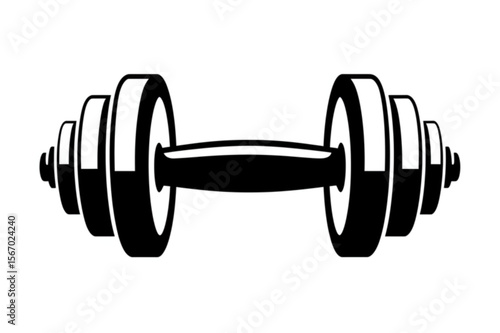Bold black dumbbell graphic, ideal for fitness promotions, training programs, or gym-related design, showcasing exercise and healthy lifestyle.