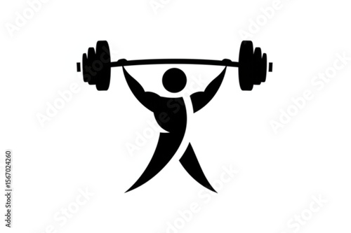 Minimalist lifter graphic showcasing strength and fitness for gym logos or simple design elements on sports-related promotional materials.