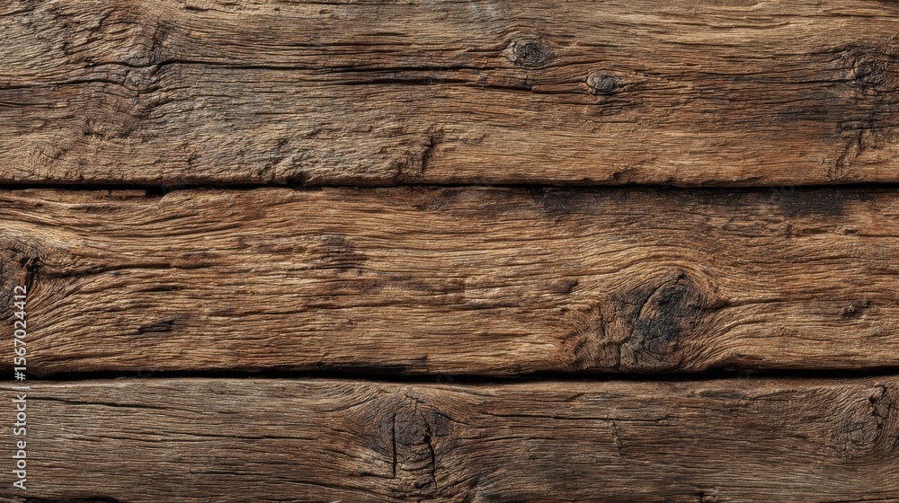 Fototapeta premium Close up of rustic wooden planks background texture with natural grain patterns.