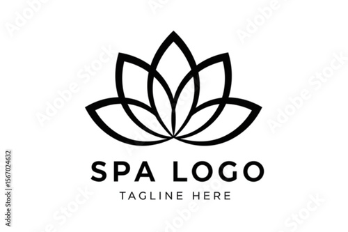 Elegant lotus flower emblem, a minimalist spa and wellness design suitable for beauty brands, yoga studios, and relaxation centers.