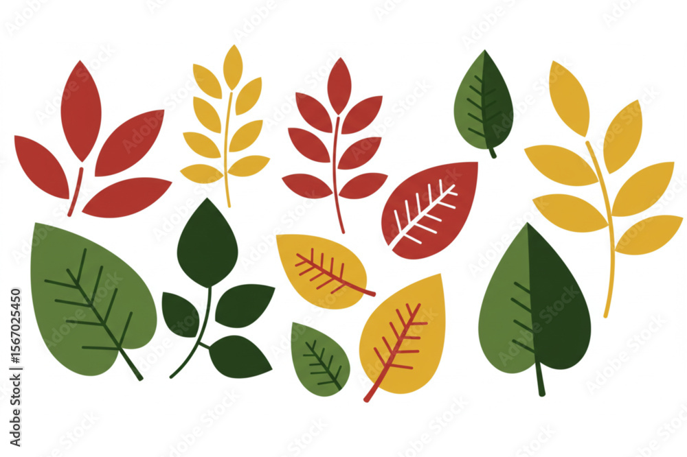 Obraz premium Autumnal foliage design shows a collection of colorful leaves scattered across the screen for use in a variety of projects.
