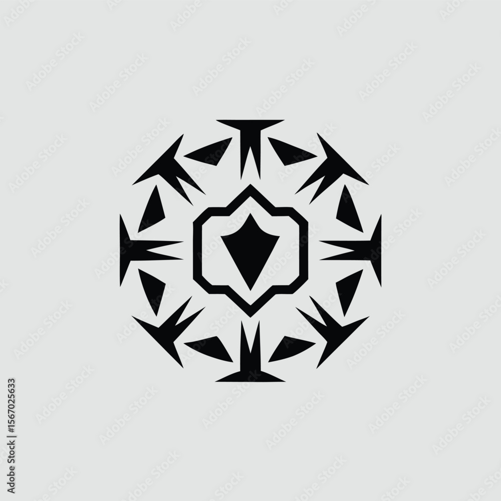 Obraz premium Modern and professional logo design featuring a hexagon shape with an embedded shield icon suitable for security technology or corporate branding with a clean and