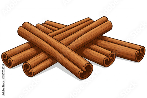 Aromatic cinnamon sticks gracefully arranged, perfect for adding a touch of warmth and spice to culinary projects or festive designs.