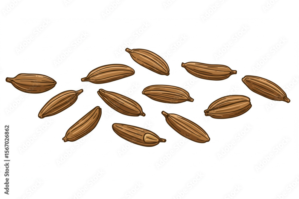 Obraz premium Artistic arrangement of anise seeds, a flavorful spice, shown with clear details, perfect for culinary designs or botanical themed projects.